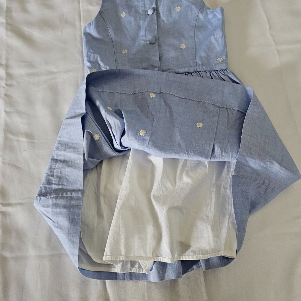 Polo Ralph Lauren Kids Girls Blue Fit And Flare Daisy Oxford Dress Size 7 - Picture 7 of 16